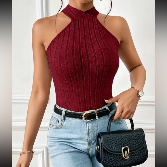 Luxe open tie back halter tank top - Picture 4 of 4